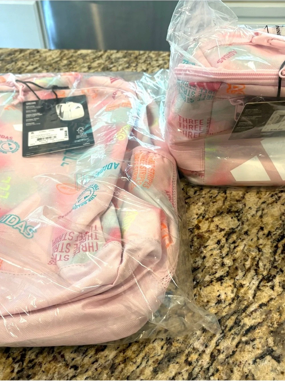 Adidas Light Pink Logo Backpack and Lunch bag set.